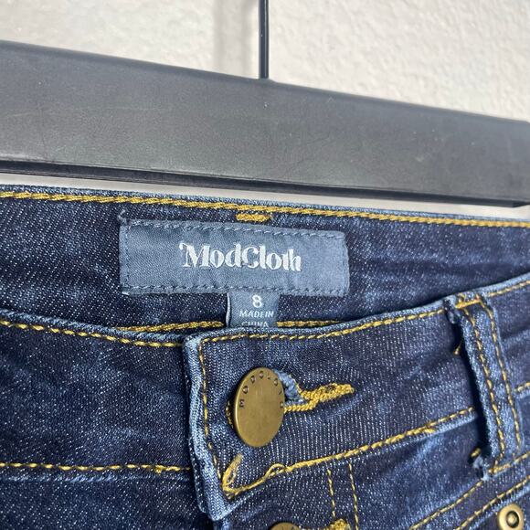 ModCloth Womens Jeans Size 8 Dark Wash Denim Blue Skinny Leg Button Fly - Picture 4 of 10